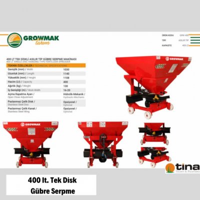 400 lt GÜBRE SERPME-TEK DİSK 